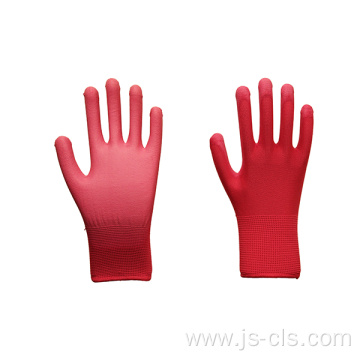 PU Series Red Polyester Lined Palm PU Gloves